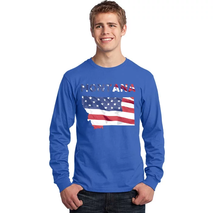 Montana Usa Proud United States America Patriot Flag Mt Us Cute Gift Tall Long Sleeve T-Shirt