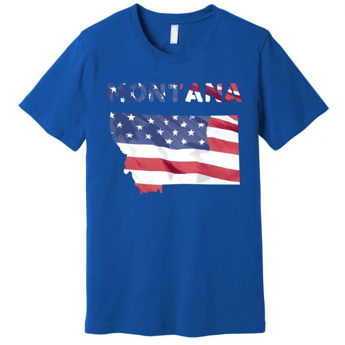 Montana Usa Proud United States America Patriot Flag Mt Us Gift Premium T-Shirt