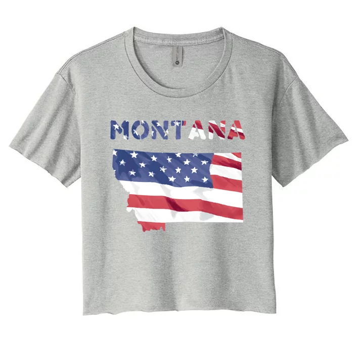 Montana Usa Proud United States America Patriot Flag Mt Us Gift Women's Crop Top Tee