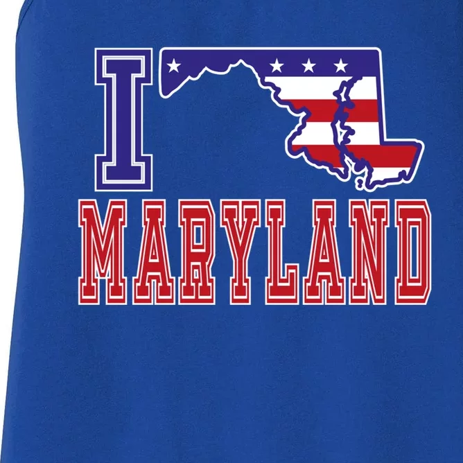 Maryland Usa Patriotic Usa Flag I Love Maryland Gift Women's Racerback Tank