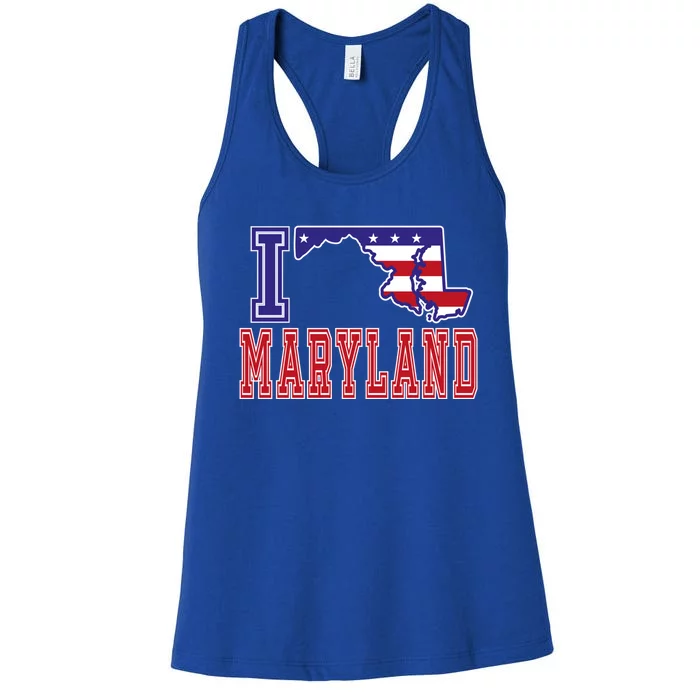 Maryland Usa Patriotic Usa Flag I Love Maryland Gift Women's Racerback Tank