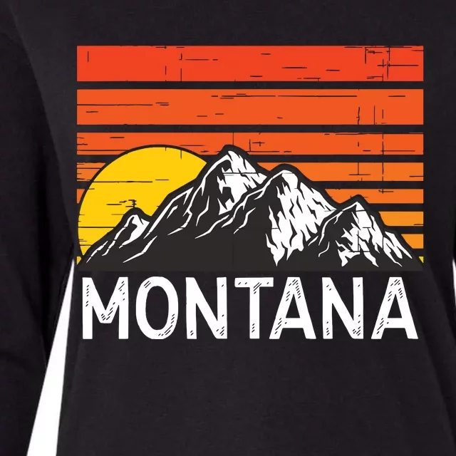 Montana Usa Retro Vintage Mountain Womens Cotton Relaxed Long Sleeve T-Shirt