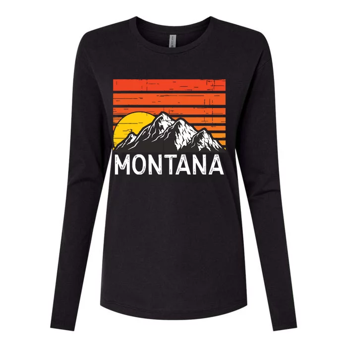 Montana Usa Retro Vintage Mountain Womens Cotton Relaxed Long Sleeve T-Shirt