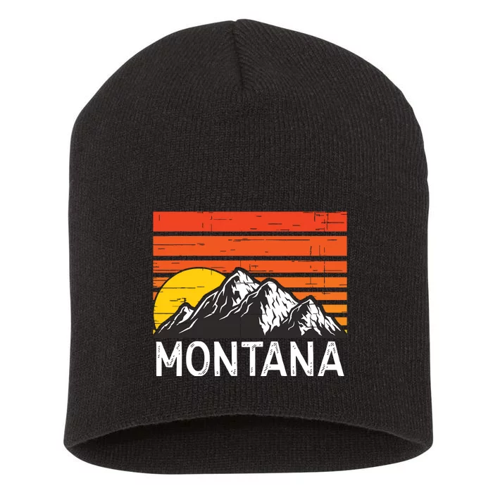 Montana Usa Retro Vintage Mountain Short Acrylic Beanie