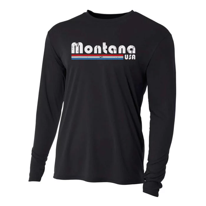 Montana Usa Retro Vintage State Gift Cooling Performance Long Sleeve Crew