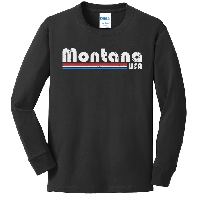 Montana Usa Retro Vintage State Gift Kids Long Sleeve Shirt