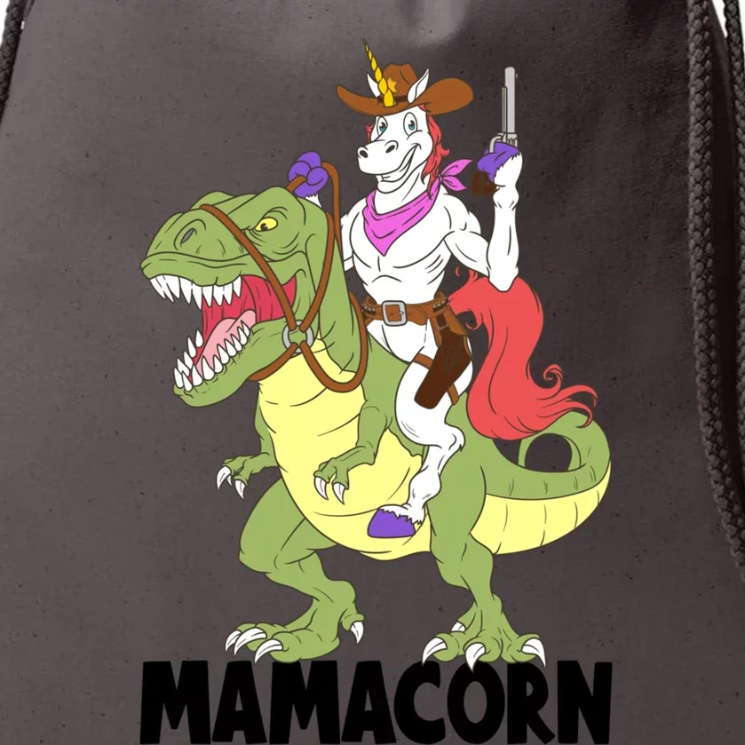 Mama Unicorn Riding Dinosaur Trex Mamacorn Cow Sheriff Gift Drawstring Bag