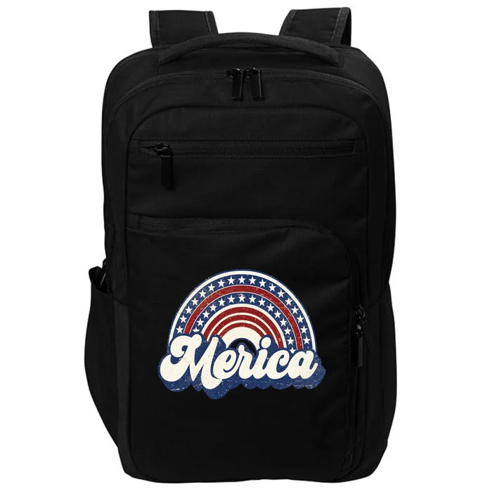 Merica Usa Rainbow America Retro 4th Of July Cute Gift Impact Tech Backpack