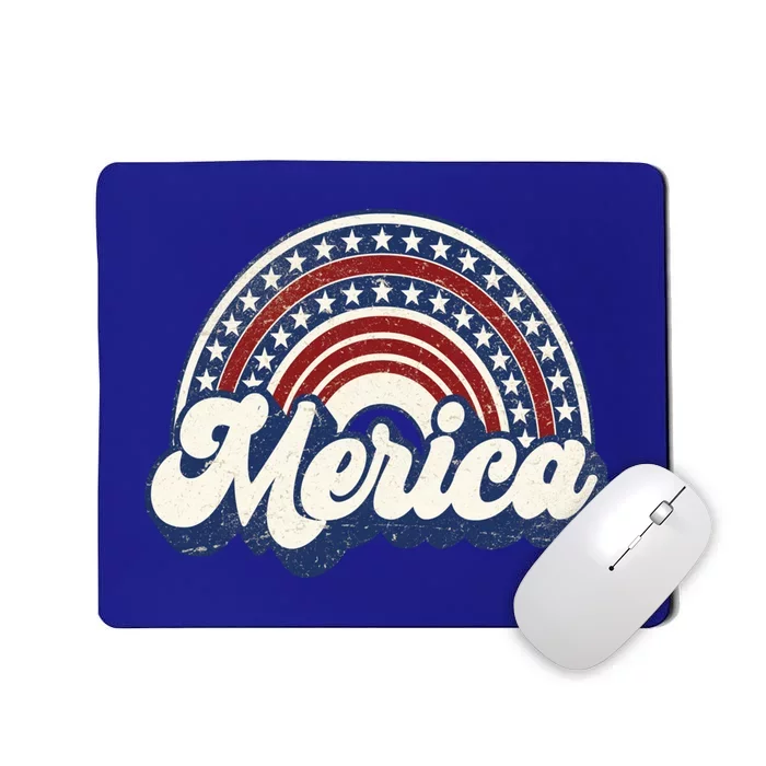 Merica Usa Rainbow America Retro 4th Of July Cute Gift Mousepad