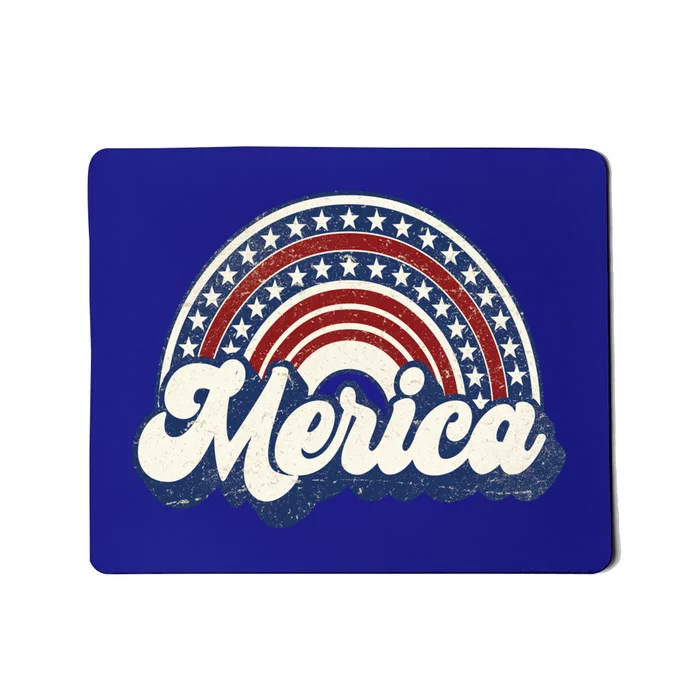 Merica Usa Rainbow America Retro 4th Of July Cute Gift Mousepad