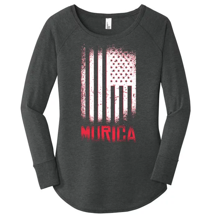 Murica American Flag Patriotic Women's Perfect Tri Tunic Long Sleeve Shirt