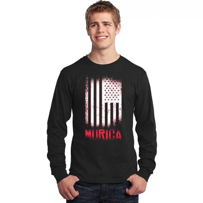 Murica American Flag Patriotic Tall Long Sleeve T-Shirt