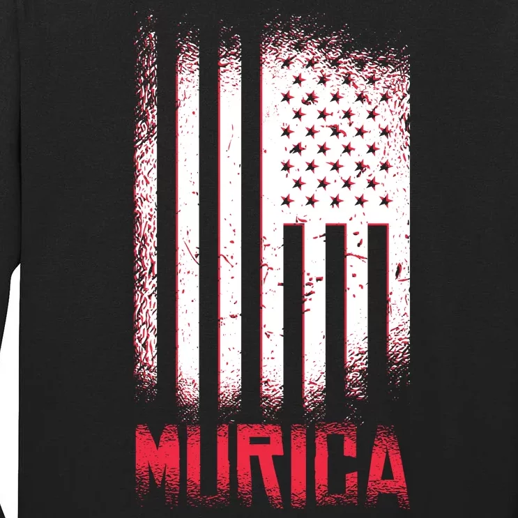 Murica American Flag Patriotic Tall Long Sleeve T-Shirt