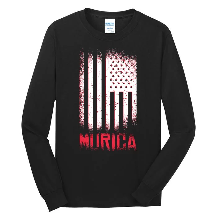 Murica American Flag Patriotic Tall Long Sleeve T-Shirt