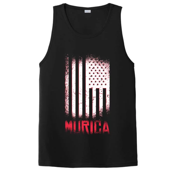 Murica American Flag Patriotic Performance Tank