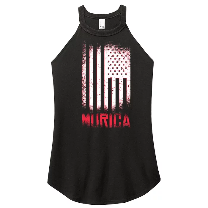 Murica American Flag Patriotic Women’s Perfect Tri Rocker Tank