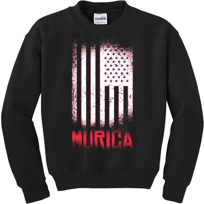 Murica American Flag Patriotic Kids Sweatshirt