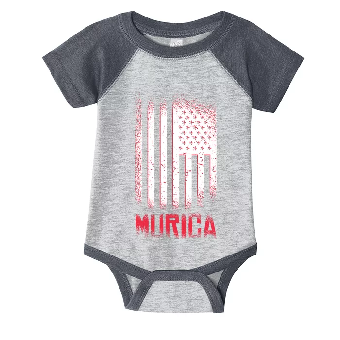 Murica American Flag Patriotic Infant Baby Jersey Bodysuit