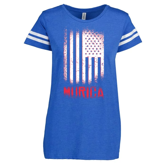 Murica American Flag Patriotic Enza Ladies Jersey Football T-Shirt