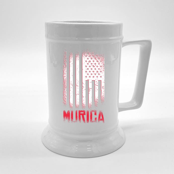 Murica American Flag Patriotic Front & Back Beer Stein