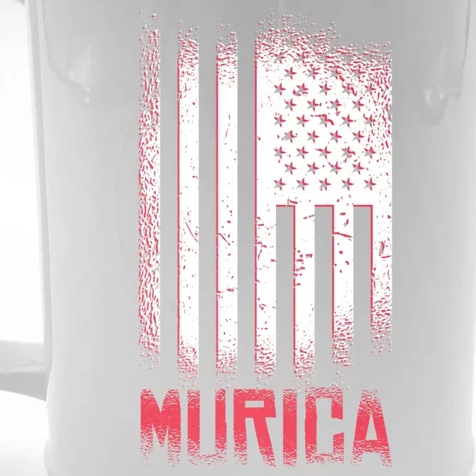 Murica American Flag Patriotic Front & Back Beer Stein