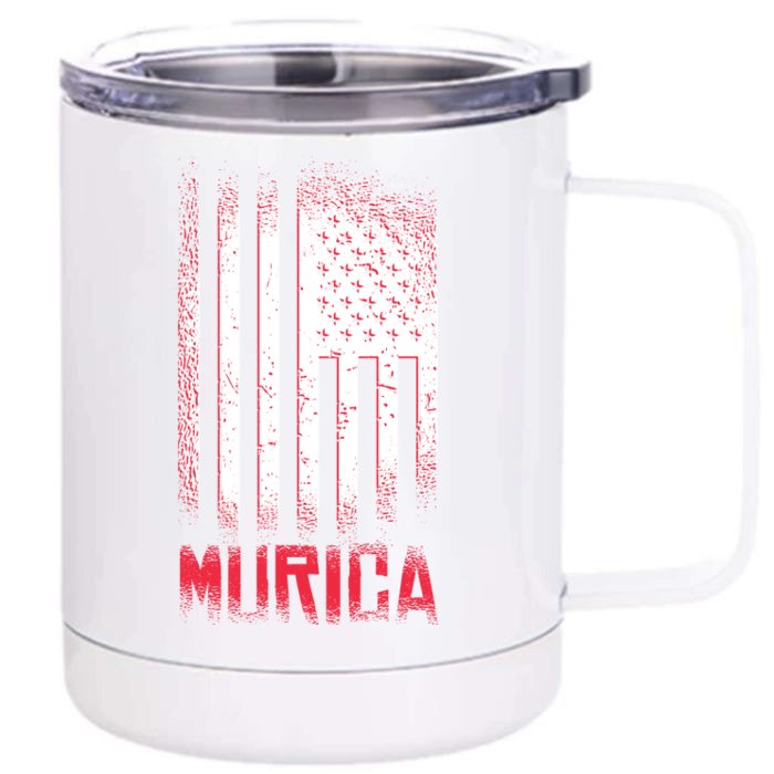 Murica American Flag Patriotic Front & Back 12oz Stainless Steel Tumbler Cup