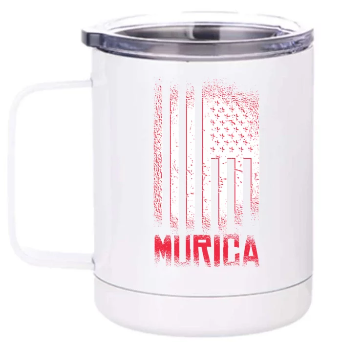 Murica American Flag Patriotic Front & Back 12oz Stainless Steel Tumbler Cup