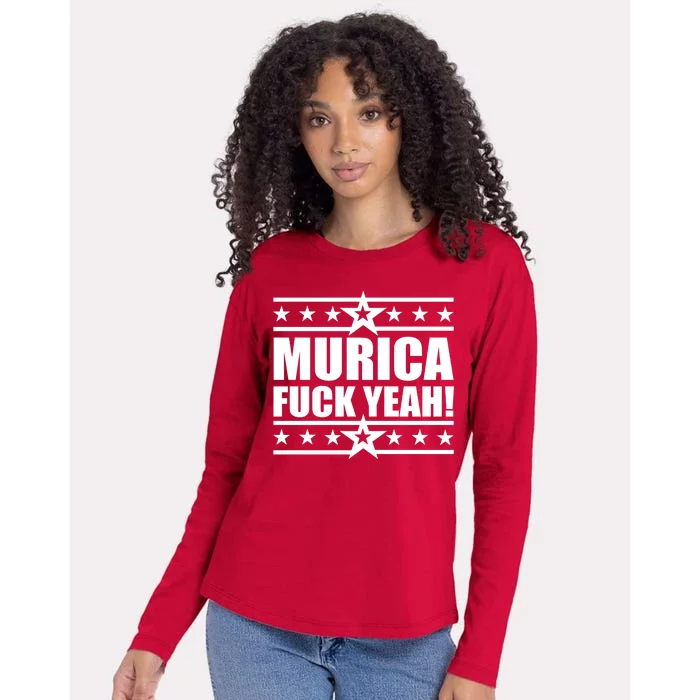 Murica F*ck Yeah! Womens Cotton Relaxed Long Sleeve T-Shirt