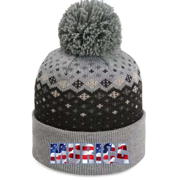 Murica Fourth of July USA Retro Vintage Style The Baniff Cuffed Pom Beanie