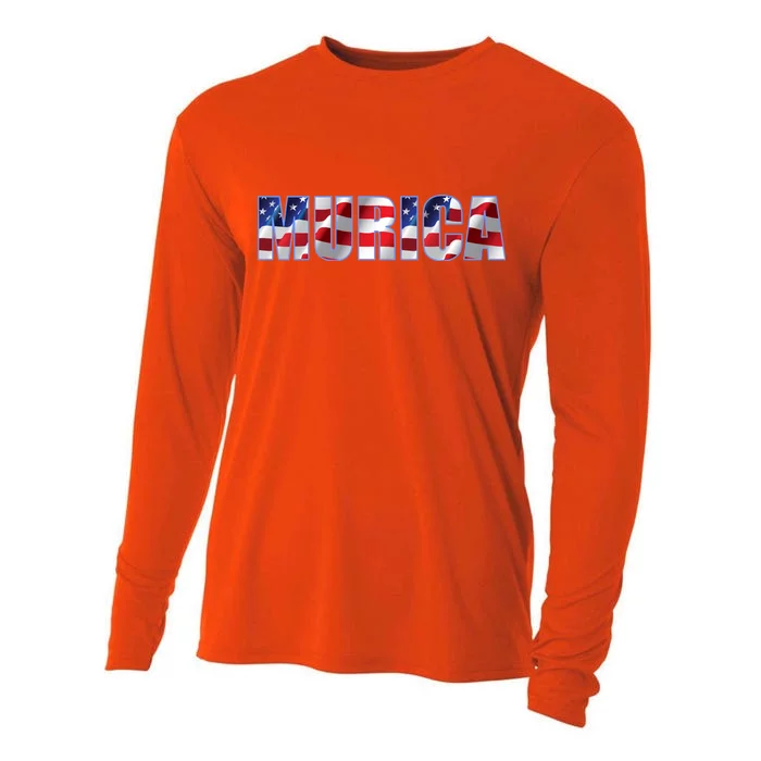 Murica Fourth of July USA Retro Vintage Style Cooling Performance Long Sleeve Crew