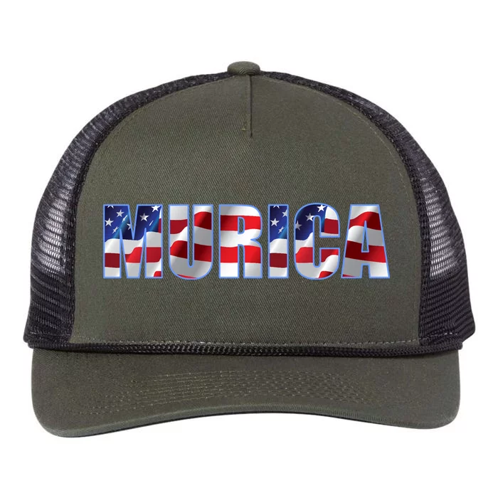 Murica Fourth of July USA Retro Vintage Style Retro Rope Trucker Hat Cap