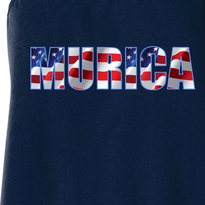 Murica Fourth of July USA Retro Vintage Style Women's Racerback Tank