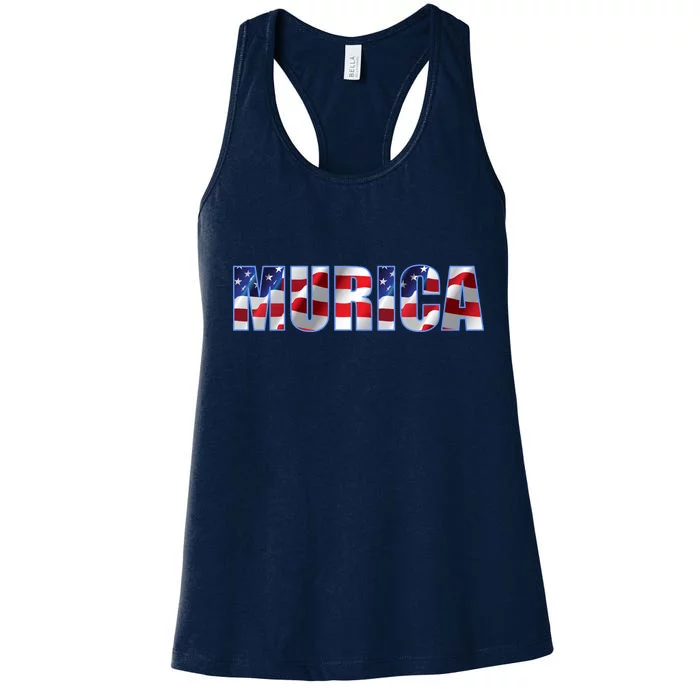 Murica Fourth of July USA Retro Vintage Style Women's Racerback Tank