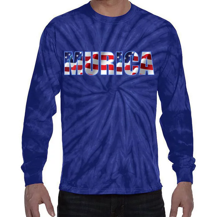 Murica Fourth of July USA Retro Vintage Style Tie-Dye Long Sleeve Shirt