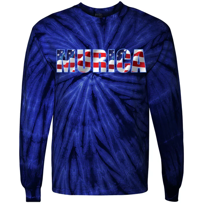 Murica Fourth of July USA Retro Vintage Style Tie-Dye Long Sleeve Shirt