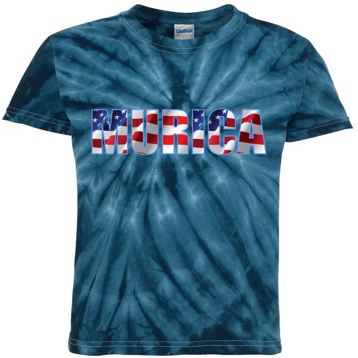 Murica Fourth of July USA Retro Vintage Style Kids Tie-Dye T-Shirt