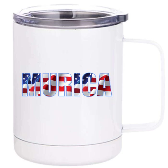 Murica Fourth of July USA Retro Vintage Style Front & Back 12oz Stainless Steel Tumbler Cup