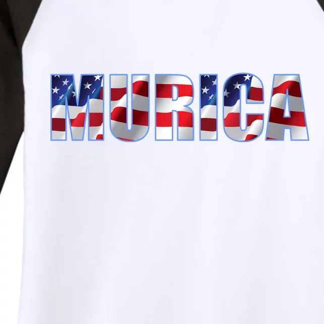 Murica Fourth of July USA Retro Vintage Style Women's Tri-Blend 3/4-Sleeve Raglan Shirt