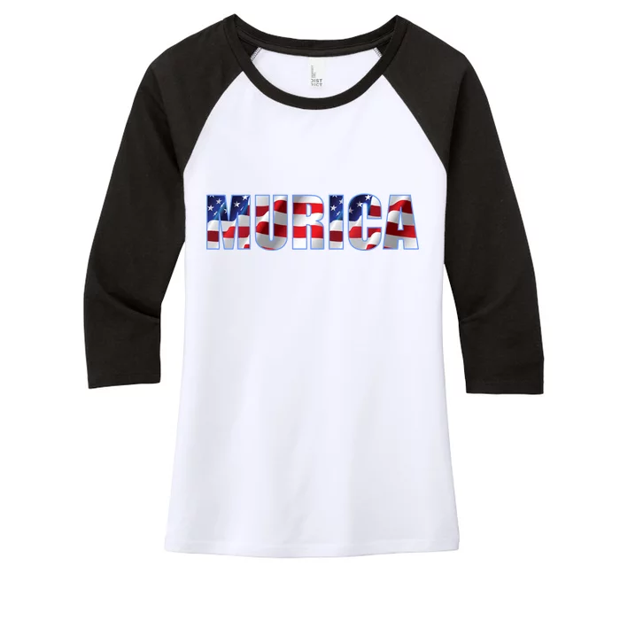 Murica Fourth of July USA Retro Vintage Style Women's Tri-Blend 3/4-Sleeve Raglan Shirt