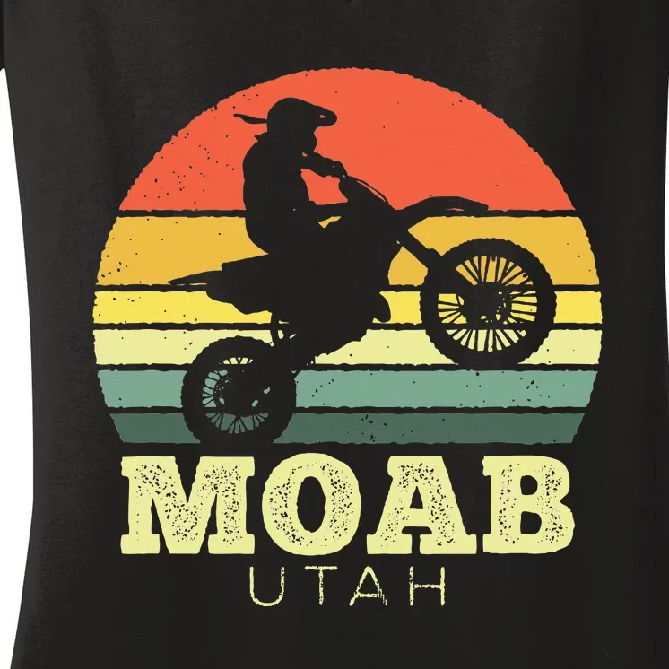 Moab Utah Sunset Dirt Bike Motorcycle Outdoors Women's V-Neck T-Shirt