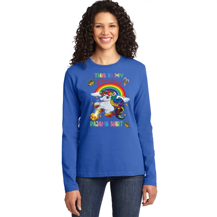 Magical Unicorn Squad This Is My Christmas Pajama Gift Ladies Long Sleeve Shirt