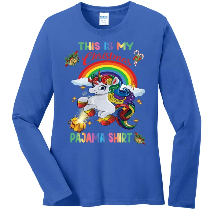 Magical Unicorn Squad This Is My Christmas Pajama Gift Ladies Long Sleeve Shirt