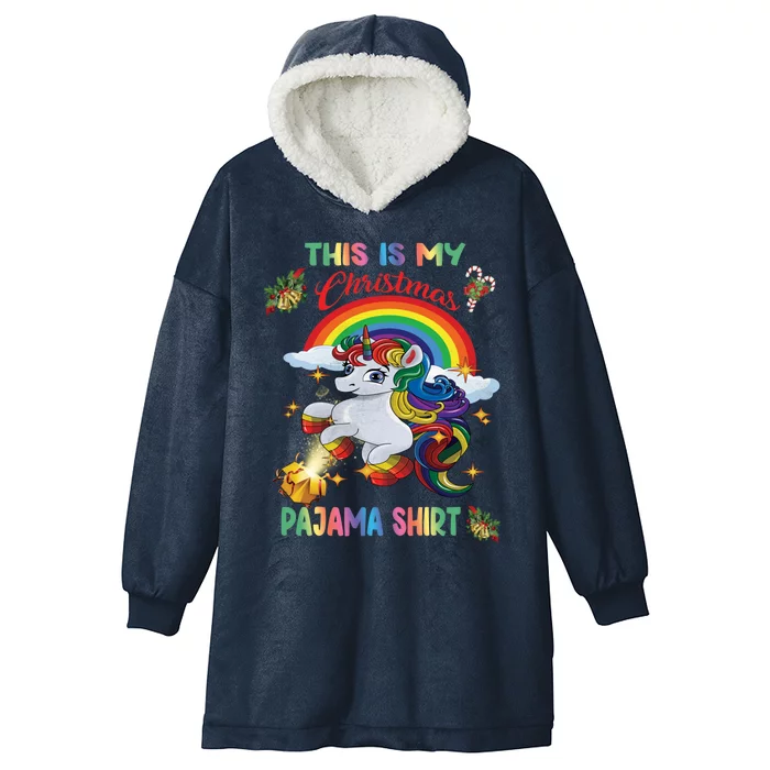 Magical Unicorn Squad This Is My Christmas Pajama Gift Hooded Wearable Blanket