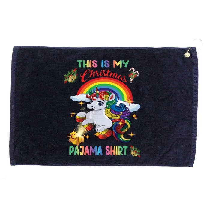 Magical Unicorn Squad This Is My Christmas Pajama Gift Grommeted Golf Towel