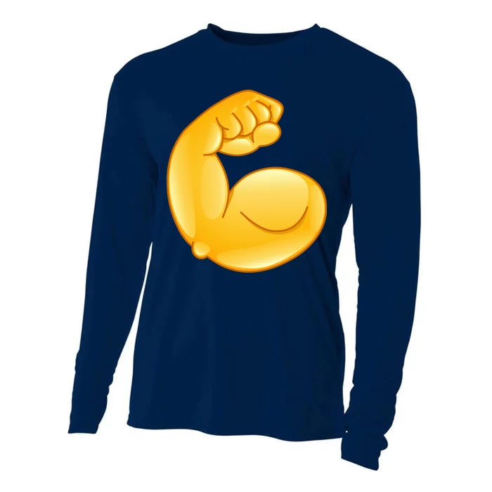 Muscle Strong Arm Flex Emoji Cooling Performance Long Sleeve Crew