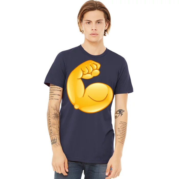 Muscle Strong Arm Flex Emoji Baseball Sleeve Shirt