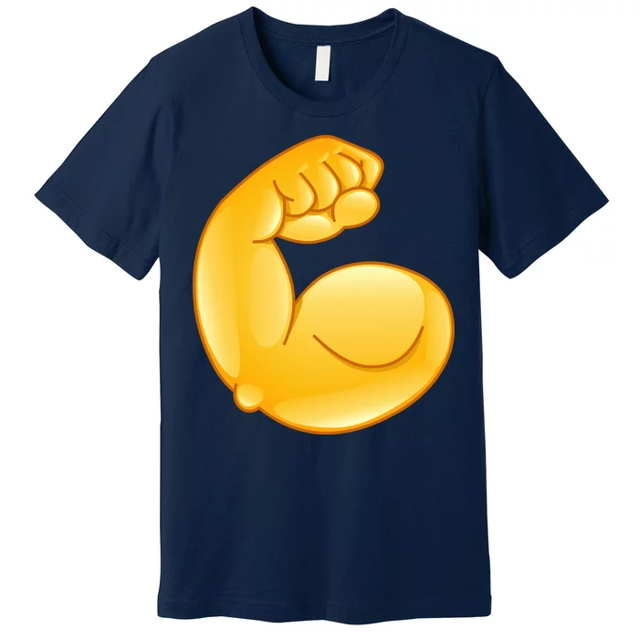 Muscle Strong Arm Flex Emoji Baseball Sleeve Shirt