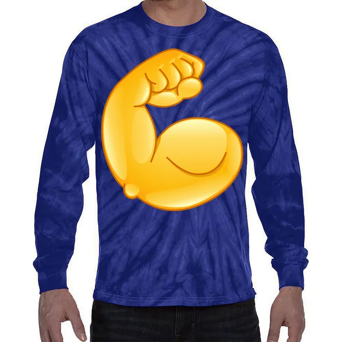 Muscle Strong Arm Flex Emoji Tie-Dye Long Sleeve Shirt