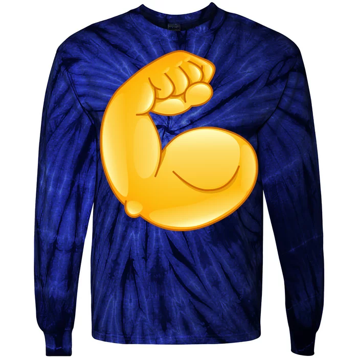 Muscle Strong Arm Flex Emoji Tie-Dye Long Sleeve Shirt