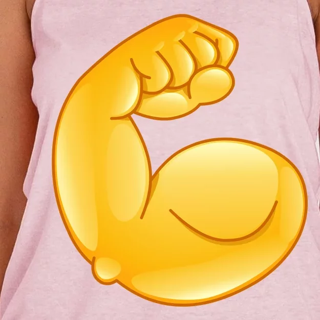 Muscle Strong Arm Flex Emoji Women's Knotted Racerback Tank